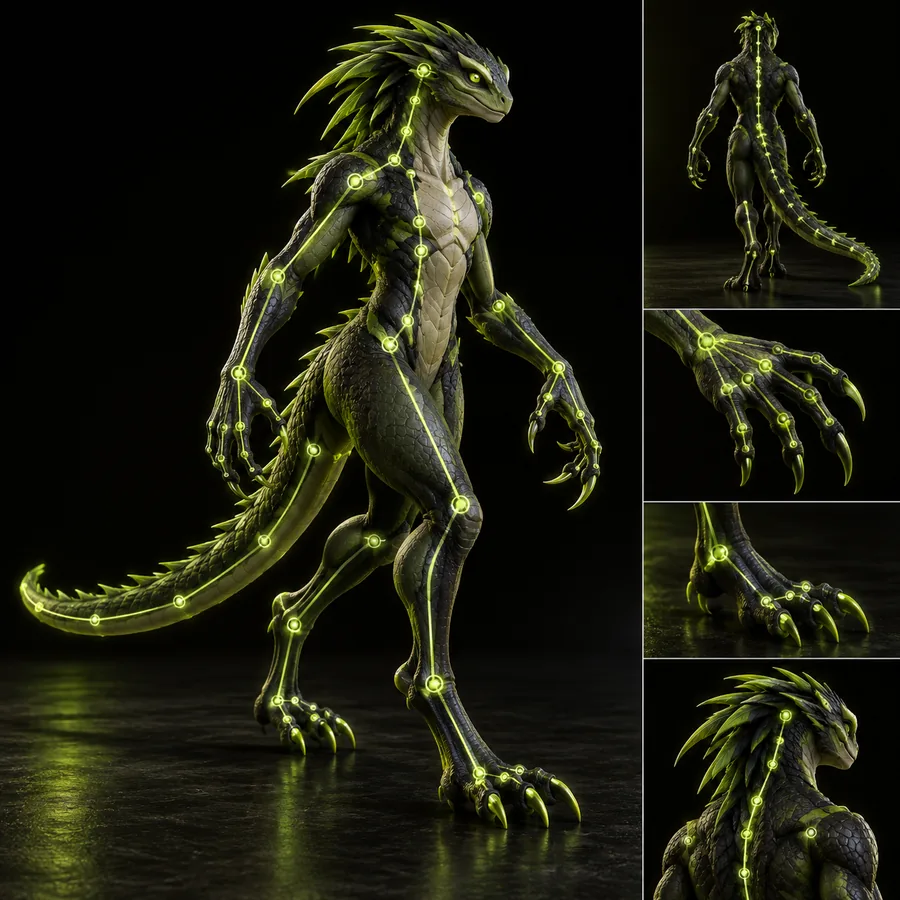 Cartoon creature rigging example