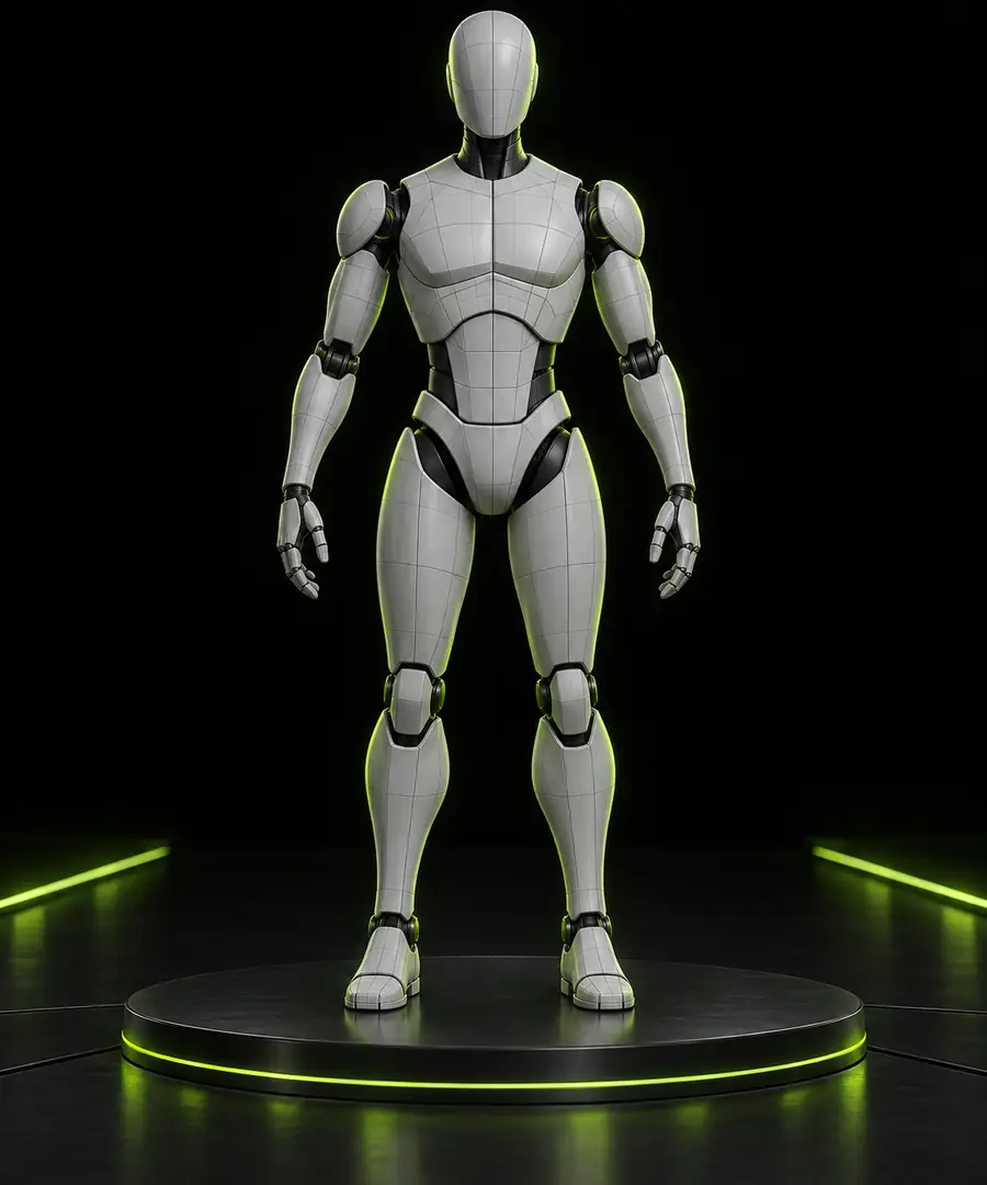 Unrigged character mesh prepared for automatic rigging