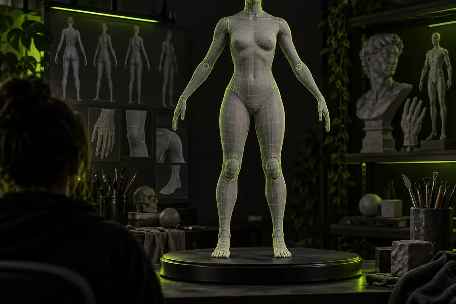 Unrigged character mesh prepared for AccuRIG